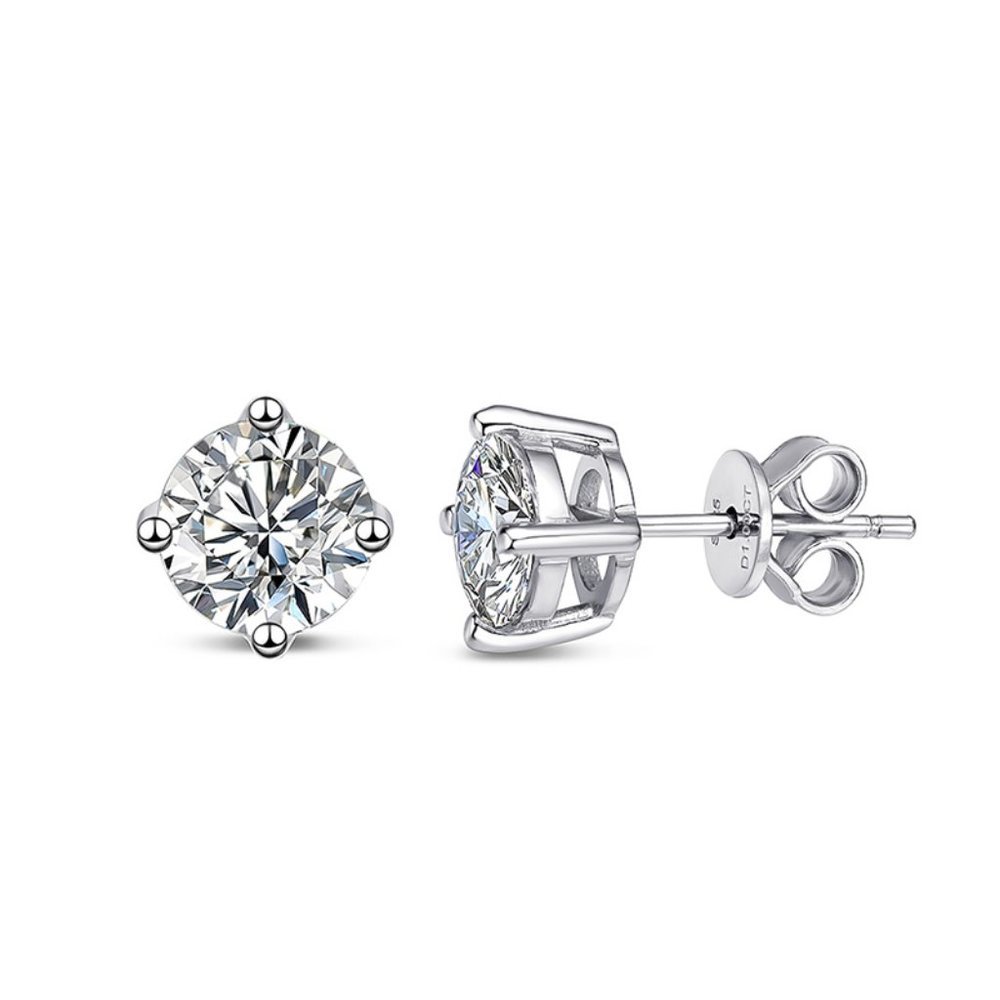 Certified 2ct. t.w. Moissanite Diamond 4 Prone Solitaire Stud Earrings NEW - Picture 11 of 16